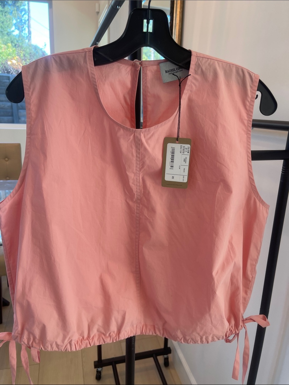 Rachel Comey Coral Pink Drawstring Hem Sleeveless Top